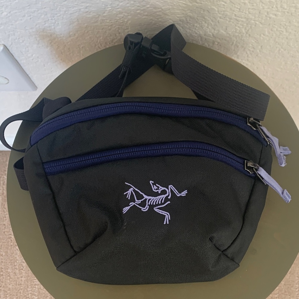 Arc'teryx Black and Purple Mantis 1 bag